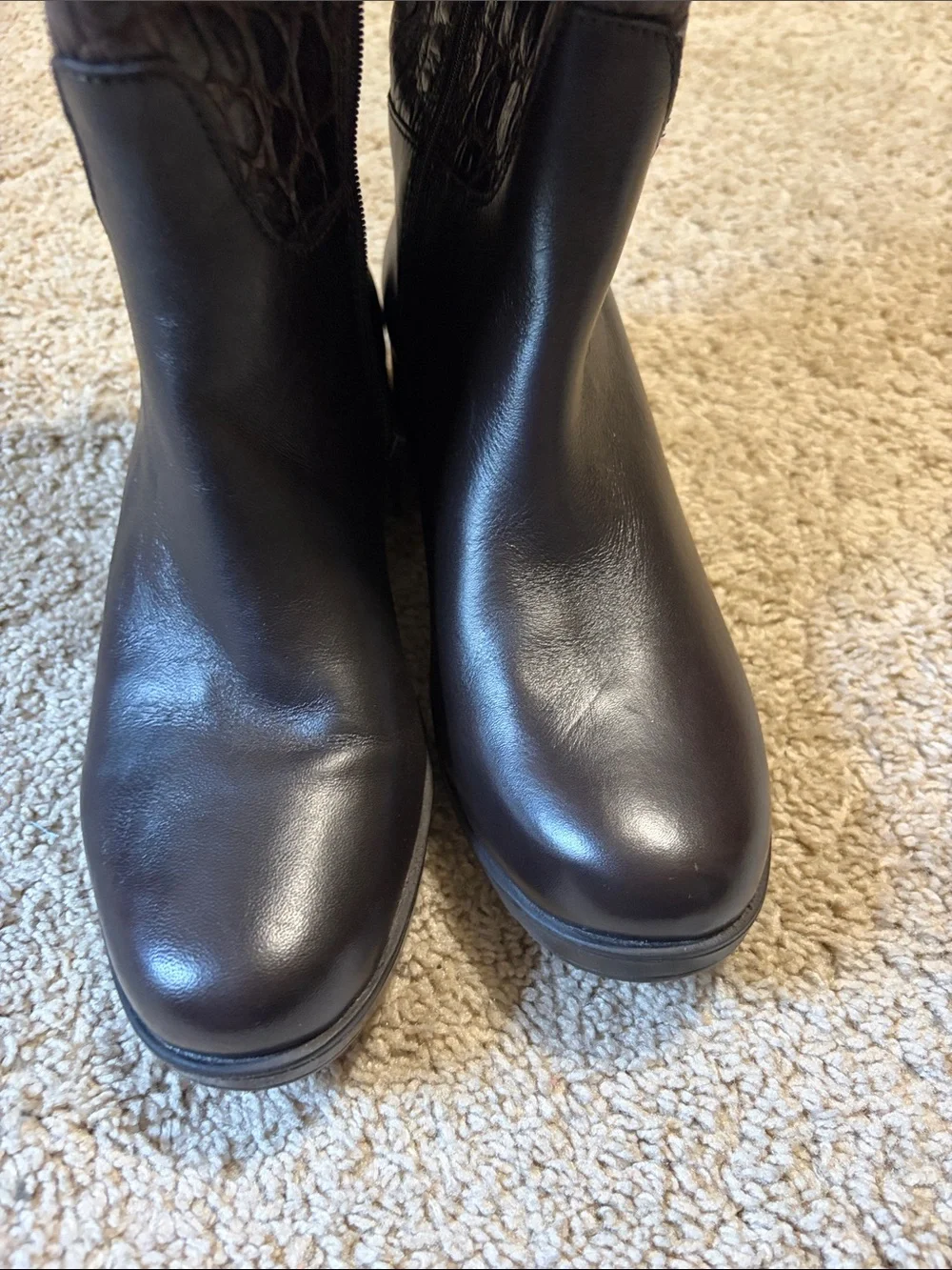 Clarks Hopedale Size 5.5 Wish Brown Leather Crocodile Embossed Knee Boots